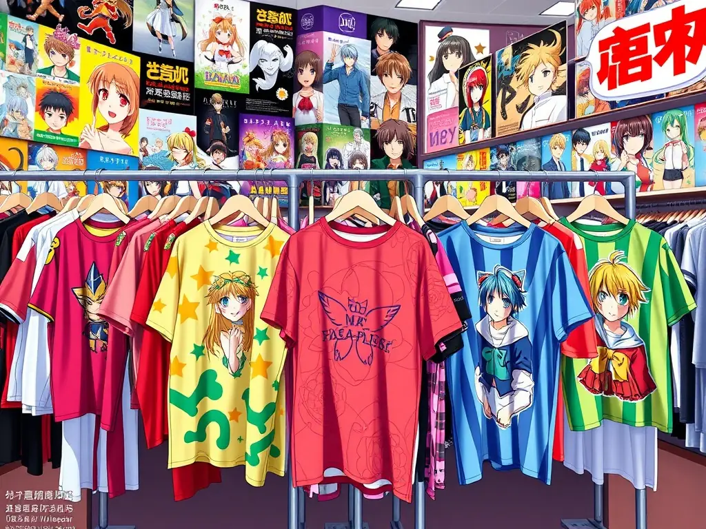 A fashionable display featuring character-themed apparel, such as a Mickey Mouse t-shirt, Minnie Mouse ears, and a princess-inspired dress, set against a backdrop of a Disney castle.