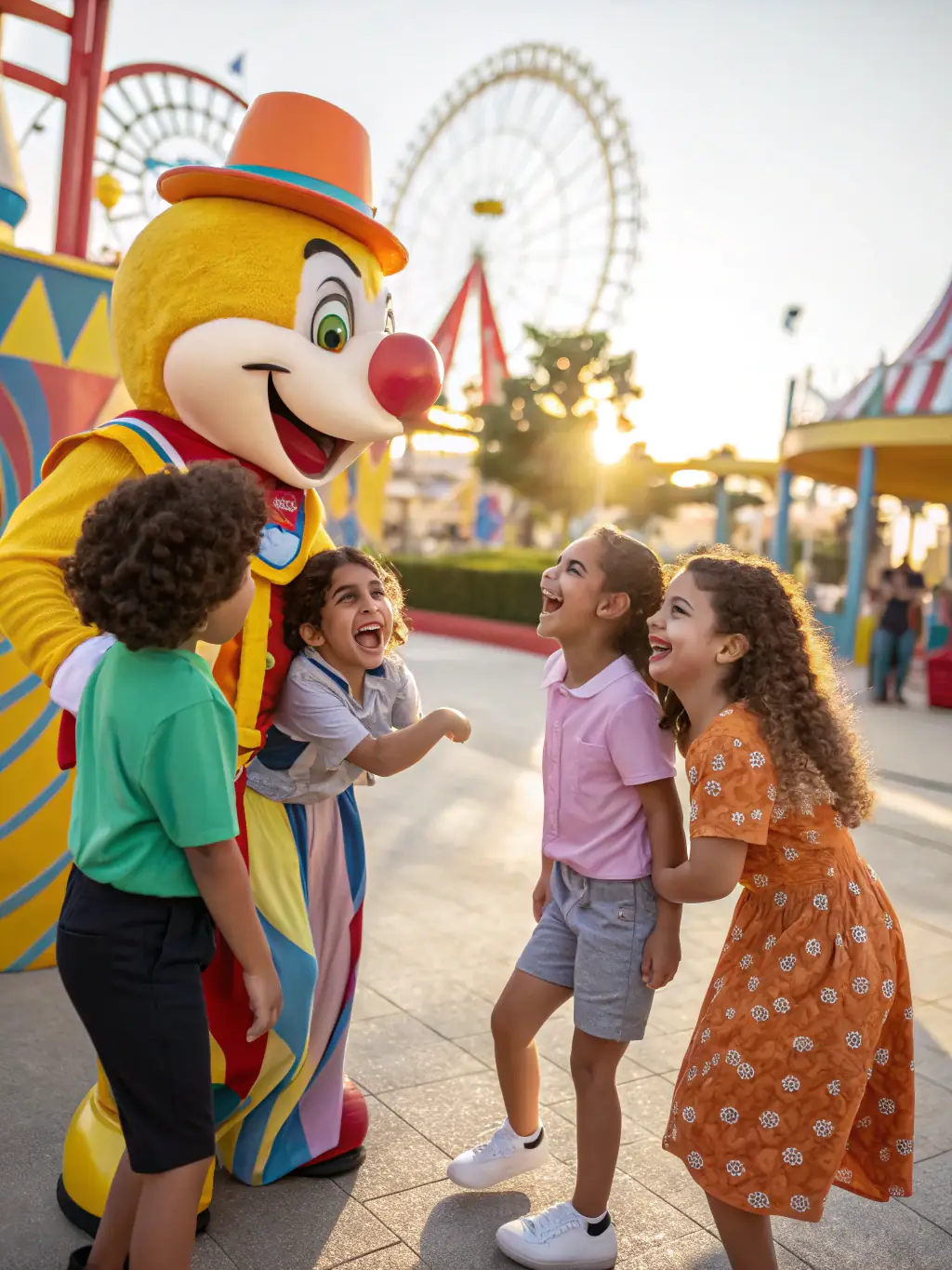 A colorful photograph of a bustling Disney park, capturing the excitement and joy of guests experiencing the attractions and entertainment.