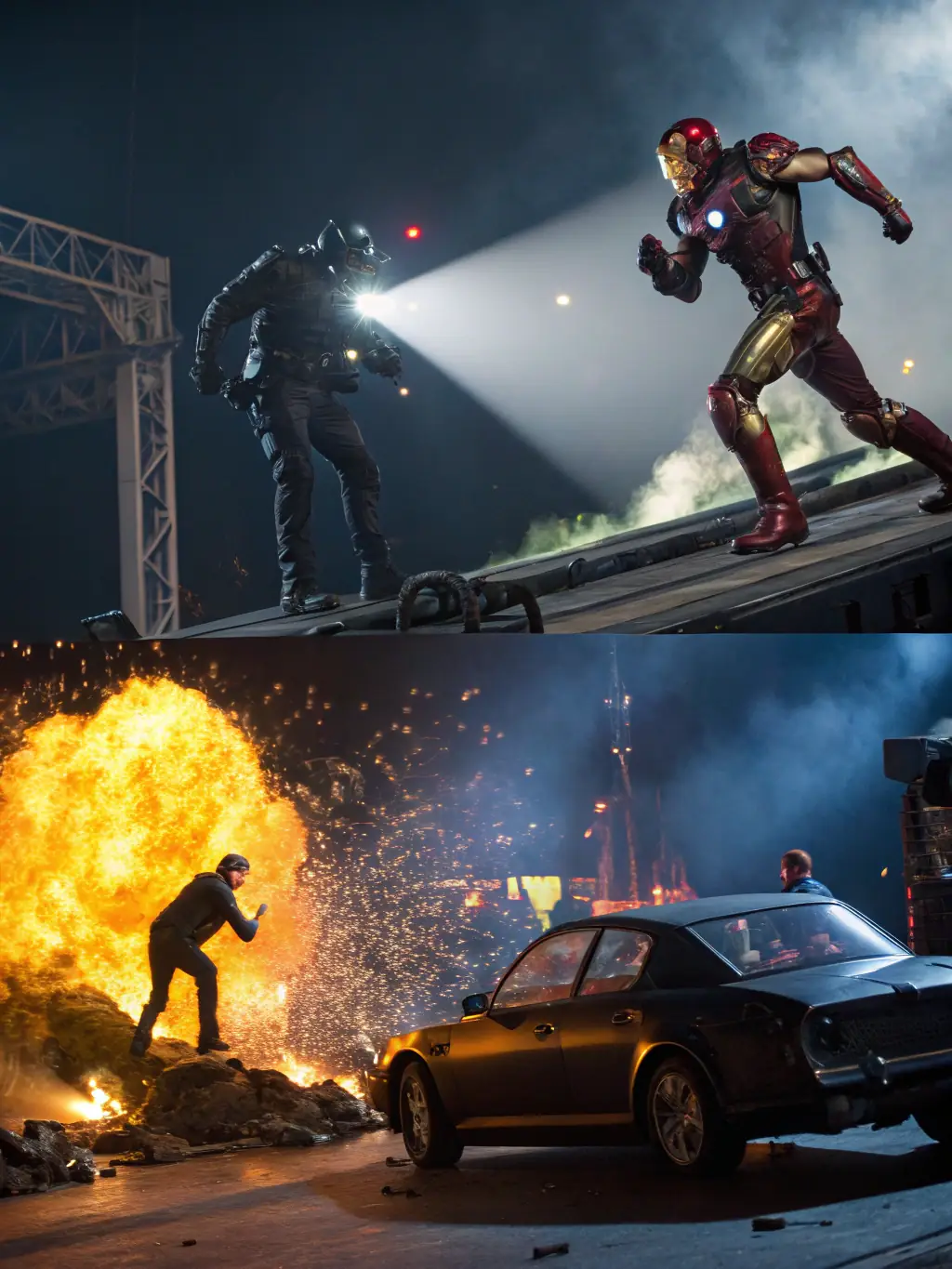 A dynamic collage featuring iconic characters and scenes from Marvel and Star Wars franchises, emphasizing their integration into the Disney universe.